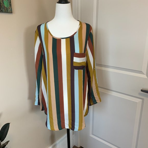 Lily white vertical stripes blouse, large - Picture 1 of 4